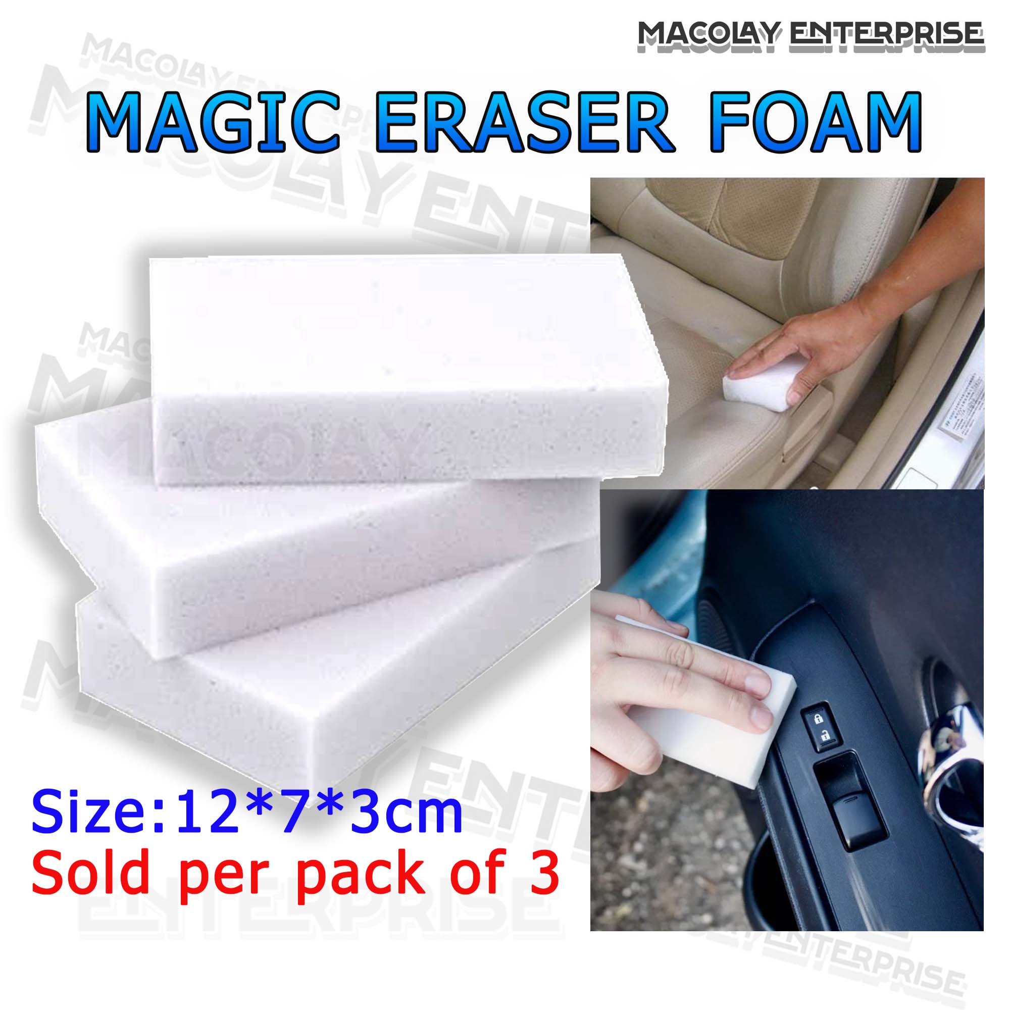 Magic Eraser Melamine Sponge Sold per 3pcs for Interior Detailing by