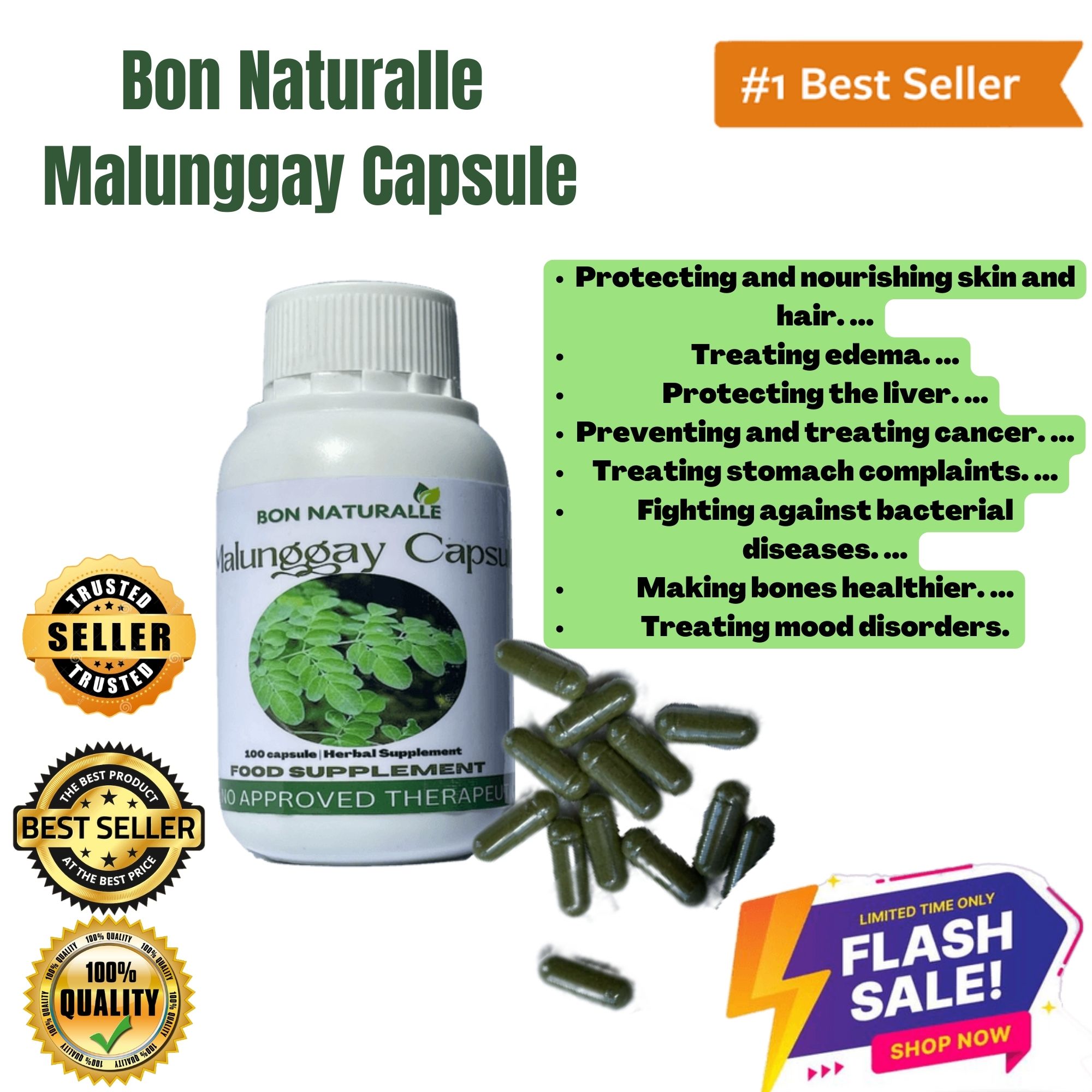 Bon Naturalle Malunggay Capsule 100 Pcs 400mg COD fast shipping for lactating mom