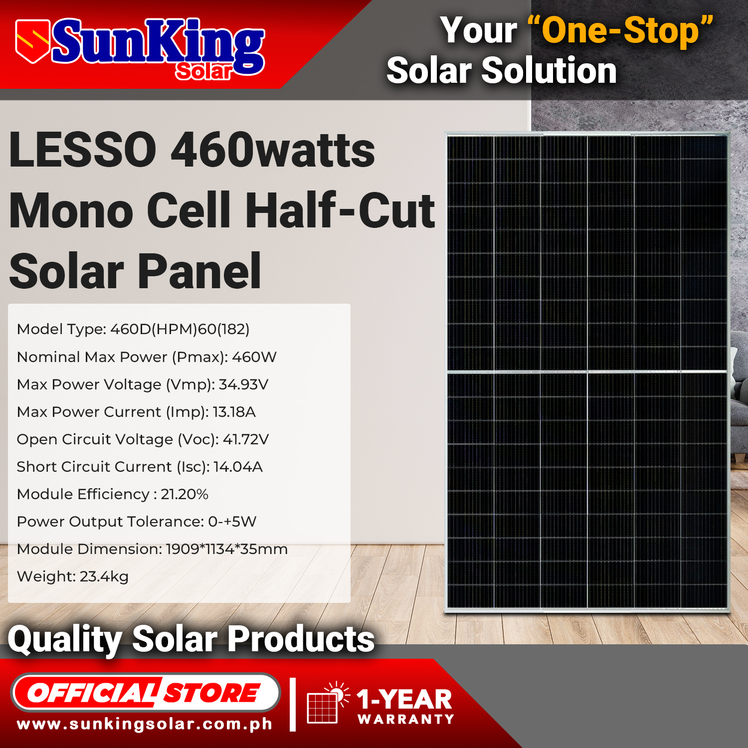 LESSO 460watts Monocrystalline Half-Cut Cell Solar Panel sunkingsolar ...
