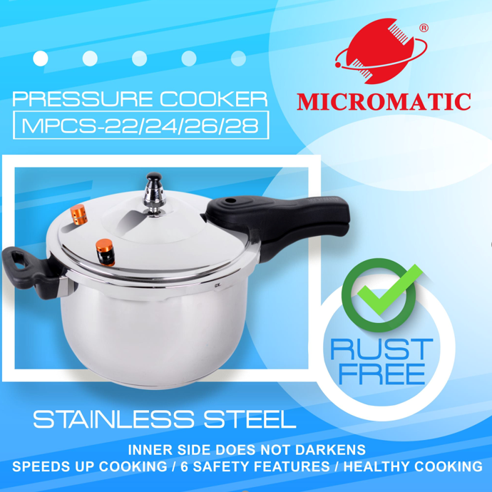 Micromatic Stainless Pressure Cooker Original Stainless Pressure Cooker (MPCS 22, MPC 24, MPC 26