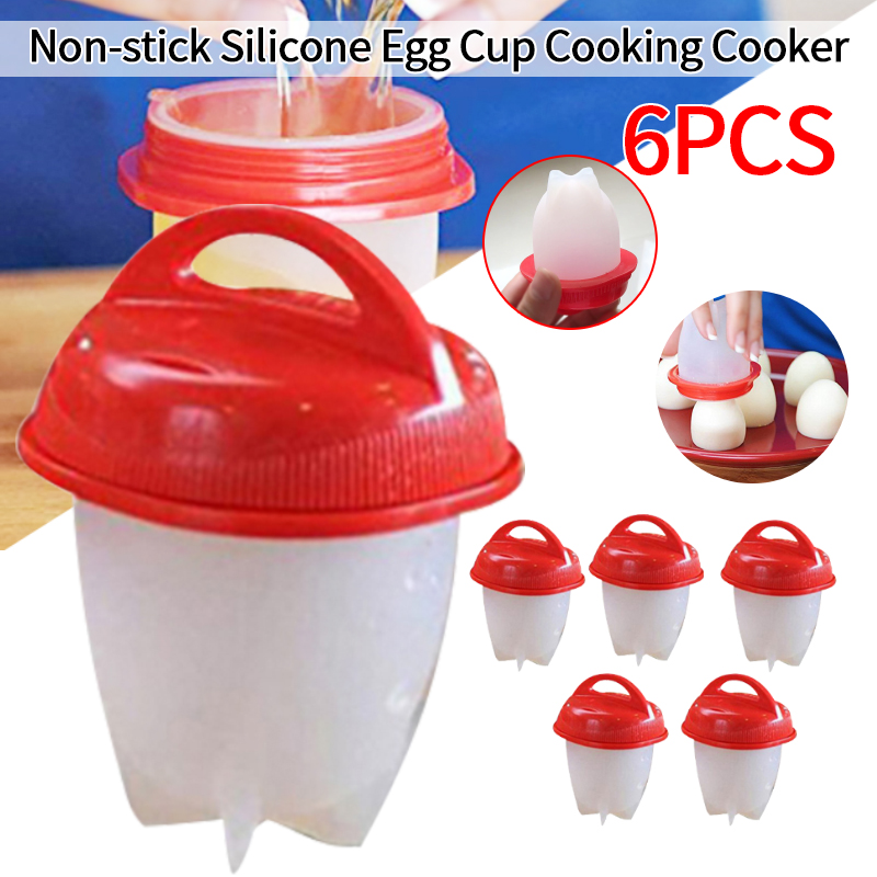 6PCS Food Grade Silicon Egg Boiler Hard Boiled Egglettes Egg Cooker Kitchen  Tool
