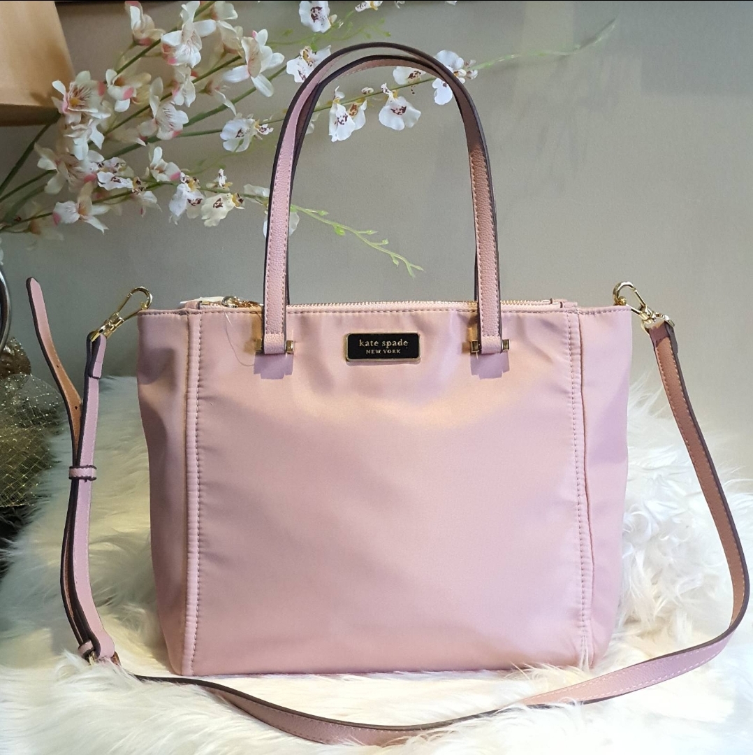 Kate Spade Classic Light Pink Medium Dawn Satchel Two Zip and Tab Closure  Nylon Bag - Plain Women's Tote Bag with Sling | Lazada PH