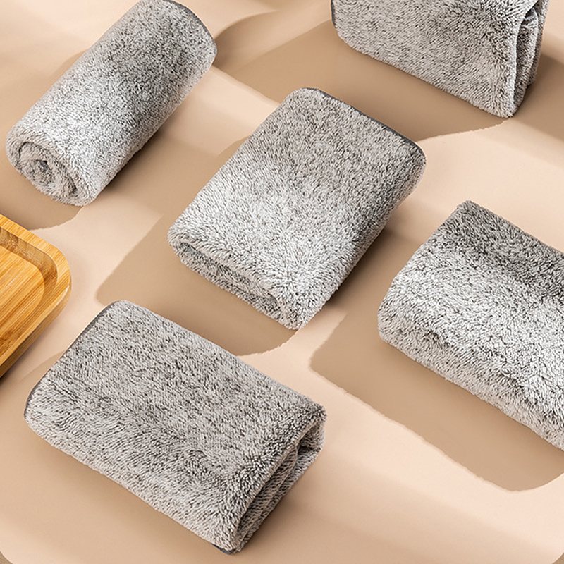 Zakka【Ready Stock】 1Pcs/3pcs Kitchen Anti-grease Wiping Rags Super Absorbent Microfiber Kitchen Towel Thickened Bamboo Charcoal Cleaning Cloth