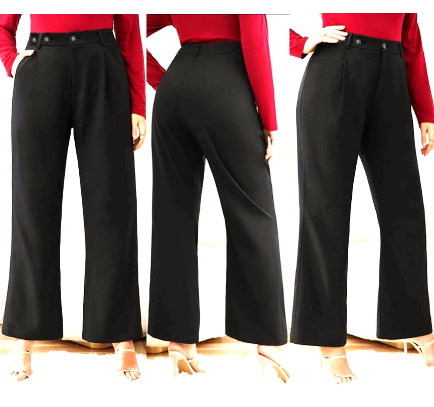 M-2X) Big Size Officewear Uniform Pants Women's Flare Slacks HighWaist  Office Work Pants #9134