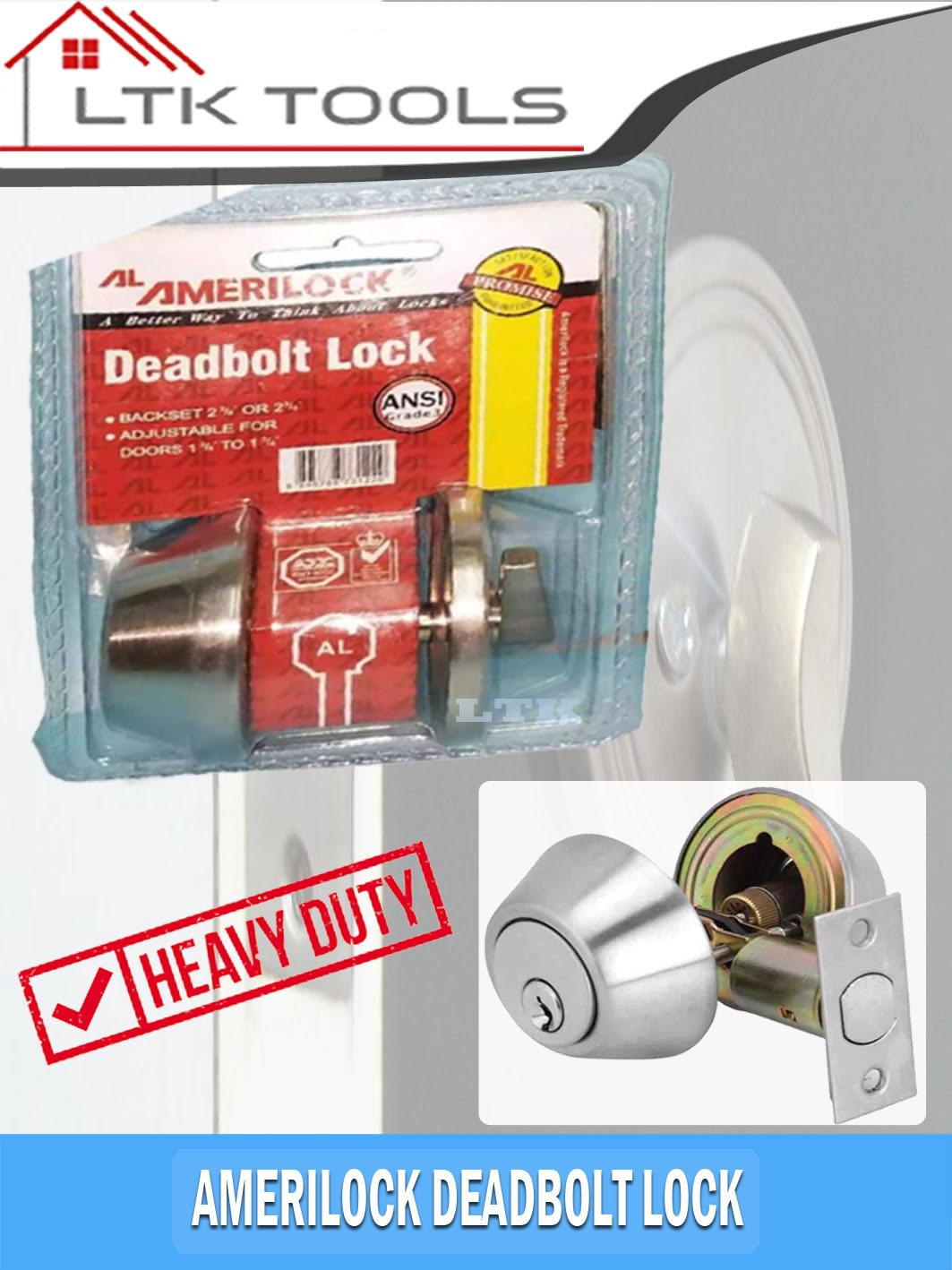 AMERILOCK Deadbolt Door Lock Set Single Cylinder (AL 101) Stainless ...