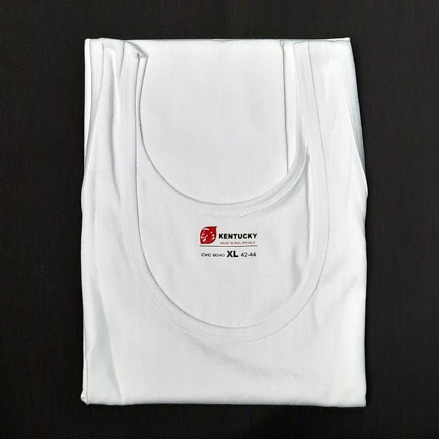 Kentucky Sleeveless Plain White Round Neck Shirt for Adult Men