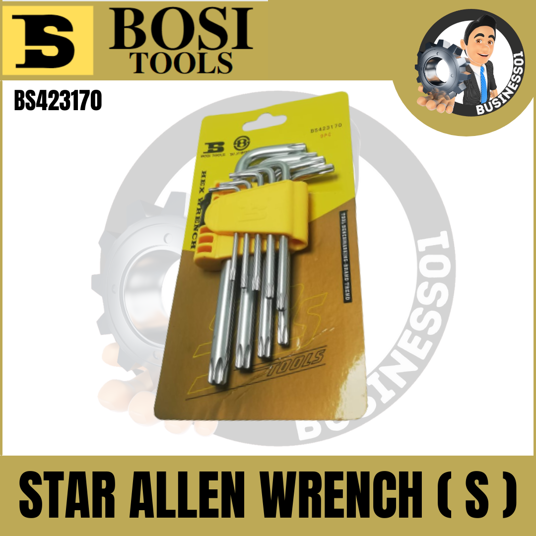Bosi 9Pcs Star Allen Set Small Allen Wrench Set Chrome Steel High