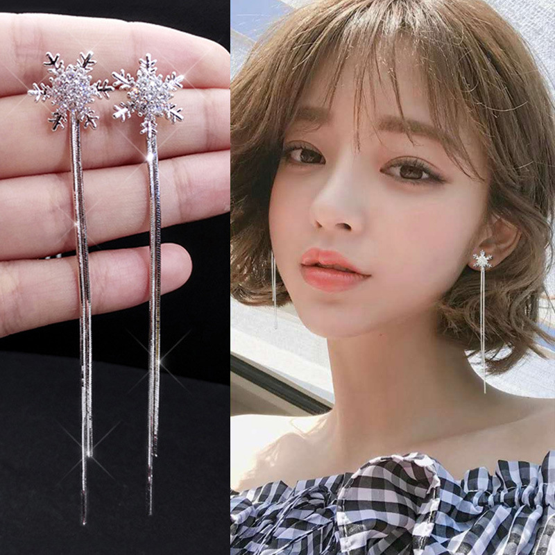Earrings 2022 new trend Su long style temperament pure silver round