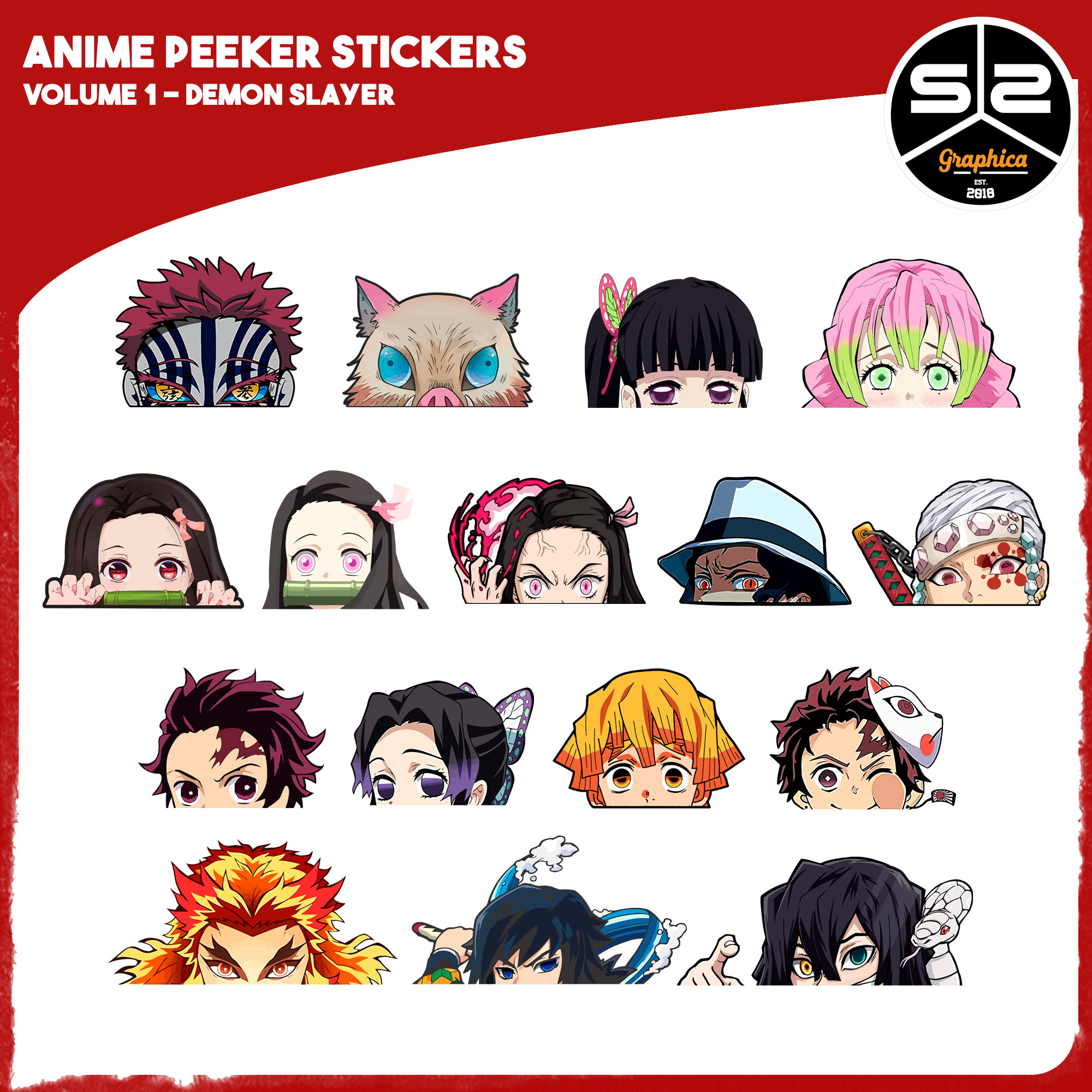 Nezuko Kamado Tanjiro Demon Slayer Weatherproof Sticker 6 Car Decal