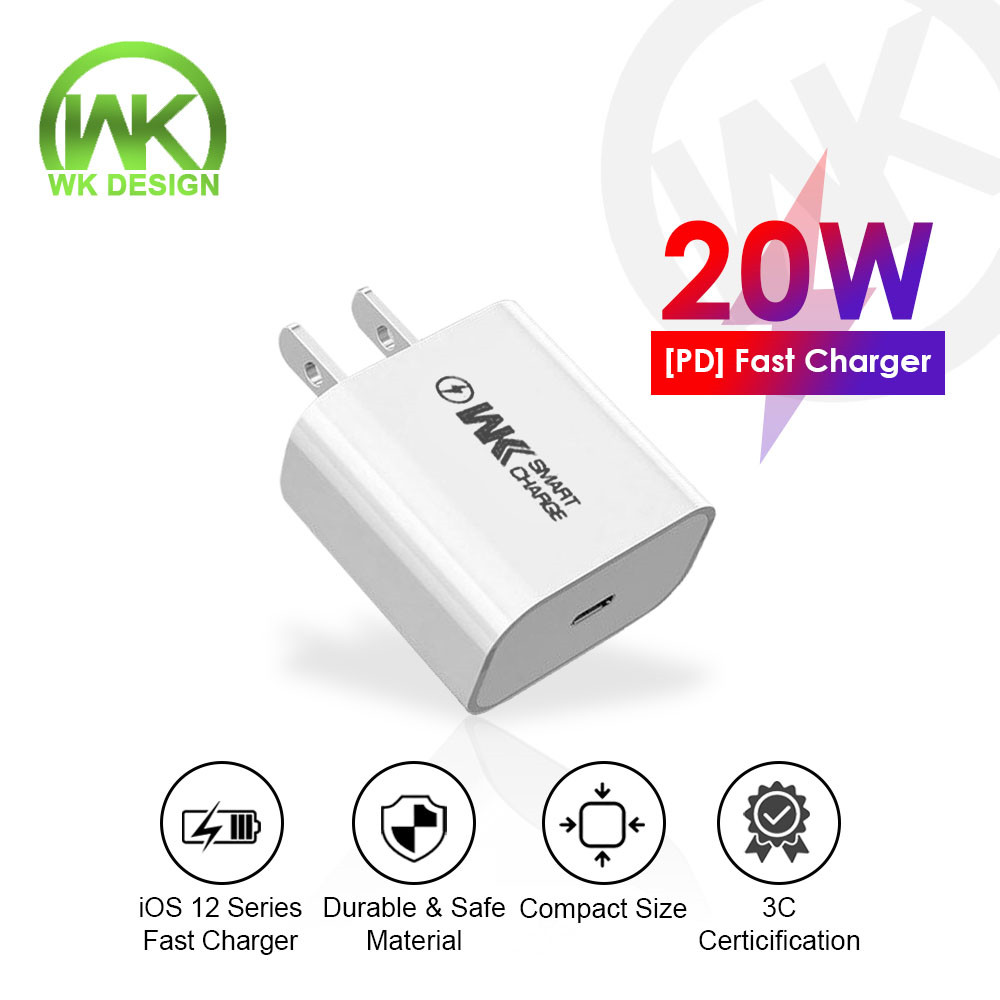 WK Design U55 Original 20W Fast Charger 12 Series interface for Micro