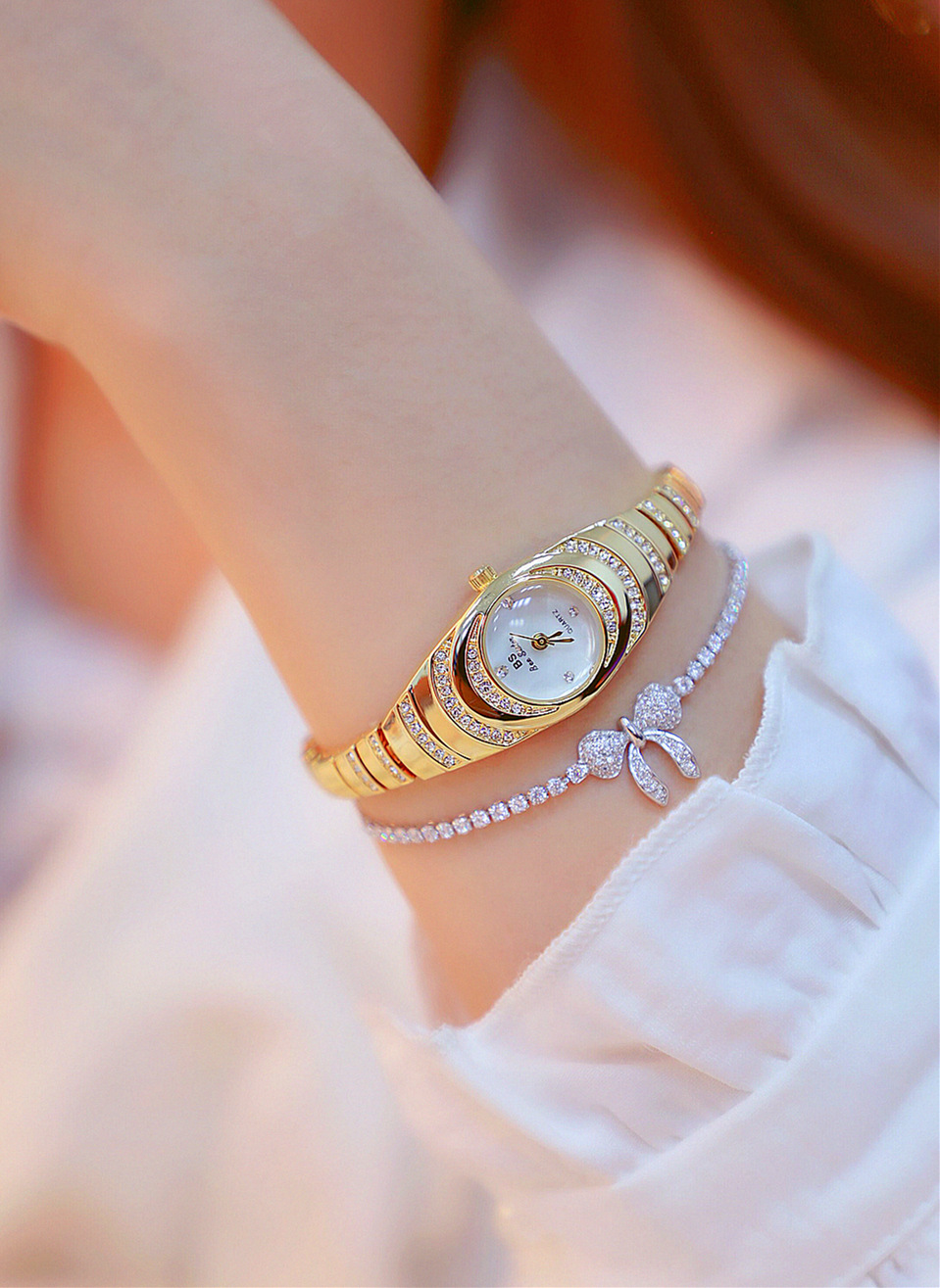 Womens Heart Lock Magni Charm Bracelet Watch Rinestone Studded Alloy Wrist  Jewelry From Muju, $10.12 | DHgate.Com