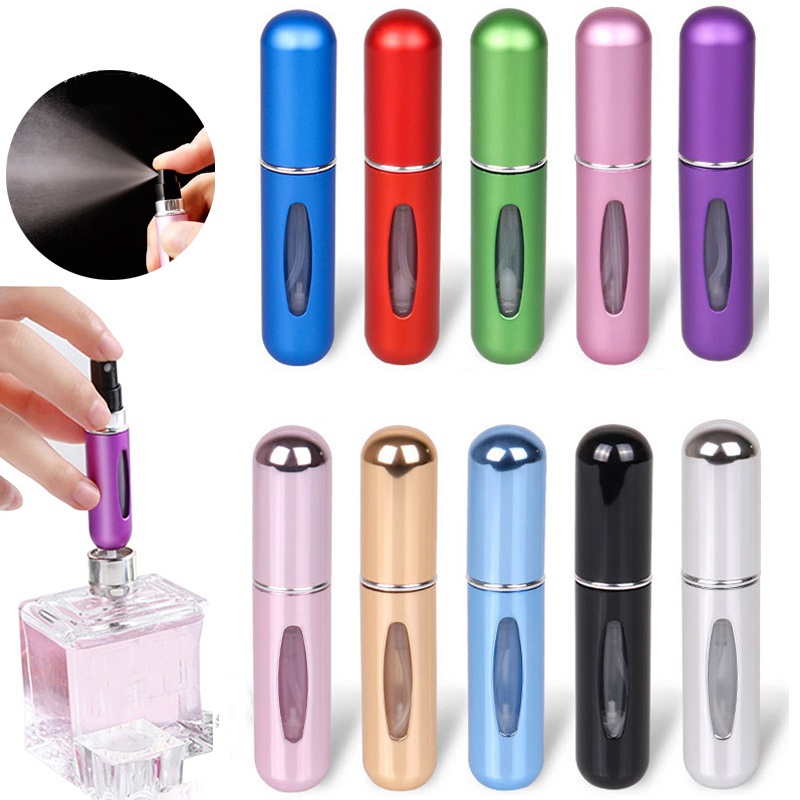 4PCS 5ml Perfume Atomiser Refillable Bottles Portable Mini Underfill Spray Travel Perfume Bottle Easy to Refill Empty Atomizer Bottle for Purse