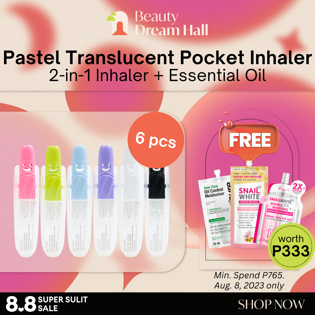 Pastel Translucent Pocket Inhaler x6 [Menthol, Eucalyptus, Relieves Nasal  Congestion, Dizziness] Lazada PH