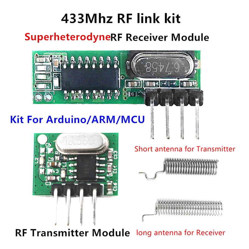 โมดูล RF 433Mhz Superheterodyne ตัวรับสัญญาณและตัวส่งสัญญาณสำหรับ Arduino GF