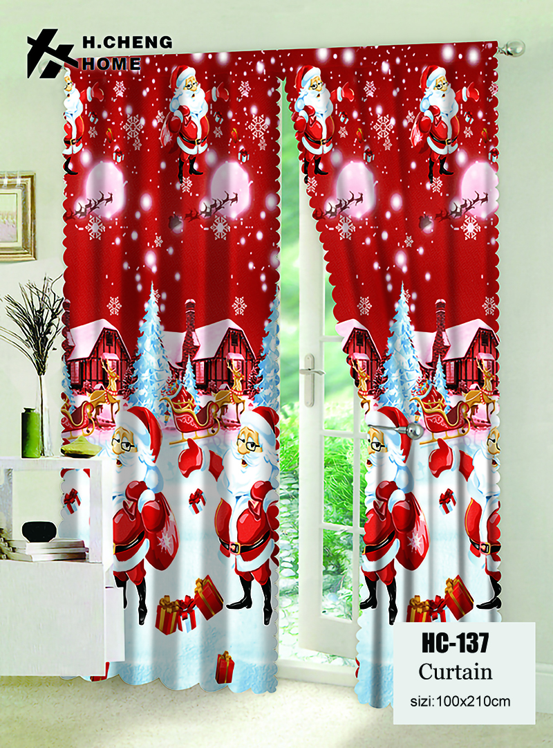 【24hours Ship 】Free Shipping 4pcs Christmas Design Curtain for Window