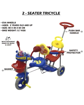 MoonBaby MB-3104DS 2-Seater Tricycle with Music & LIght