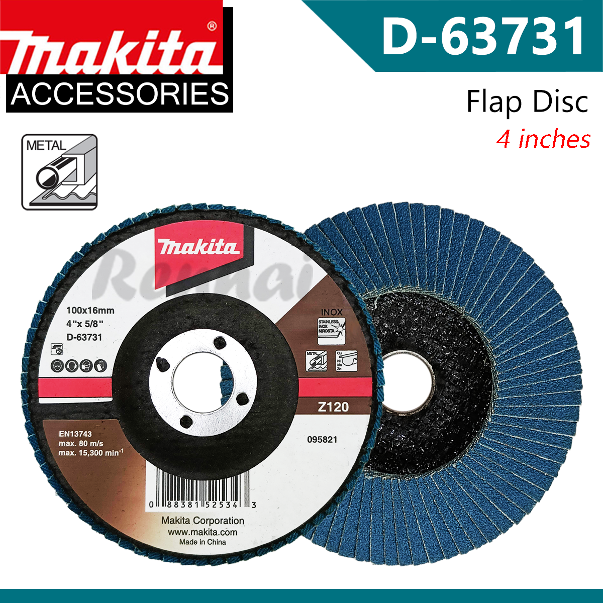 Makita D63731 Flap Disc Z120 4" (100 x 16mm), Blue Lazada PH