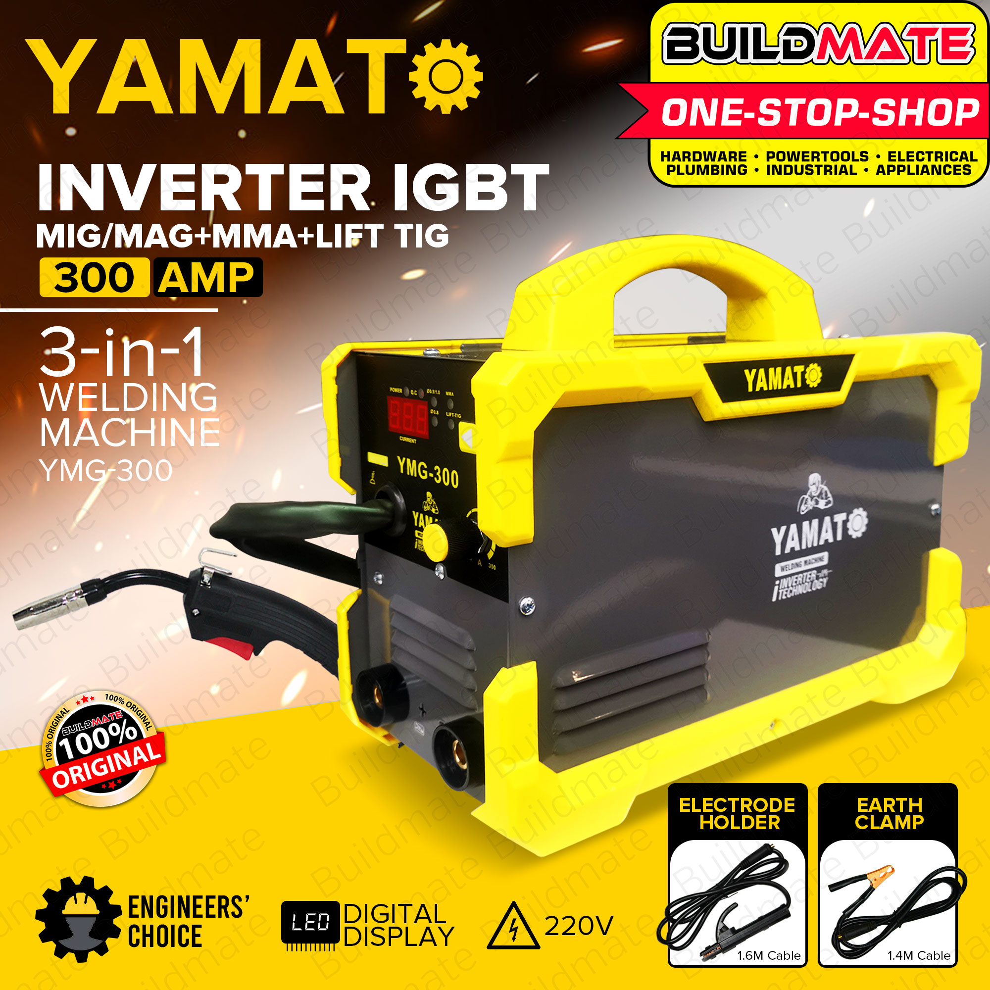 Yamato Japan 300a Gasless 3 In 1 Mig Tig Mma Igbt Portable Inverter