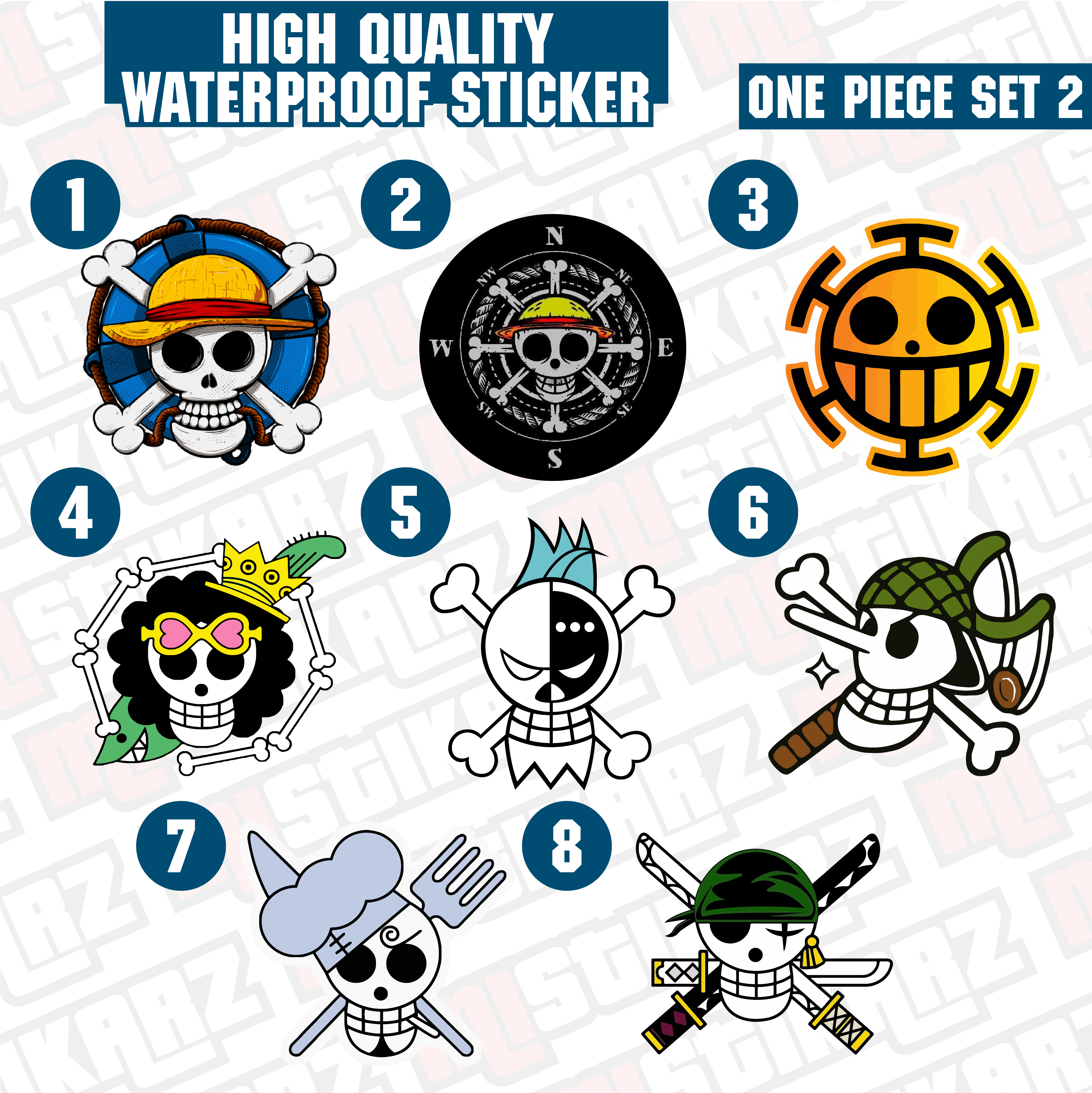 One Piece Pirate Logo Vinyl Waterproof Sticker Lazada PH