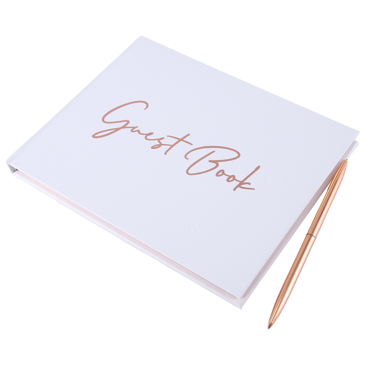 Hen Party Guest Book Wedding Books White&Rose Gold for Guests to Sign,Baby Shower Sign in Guest Book,with Pen