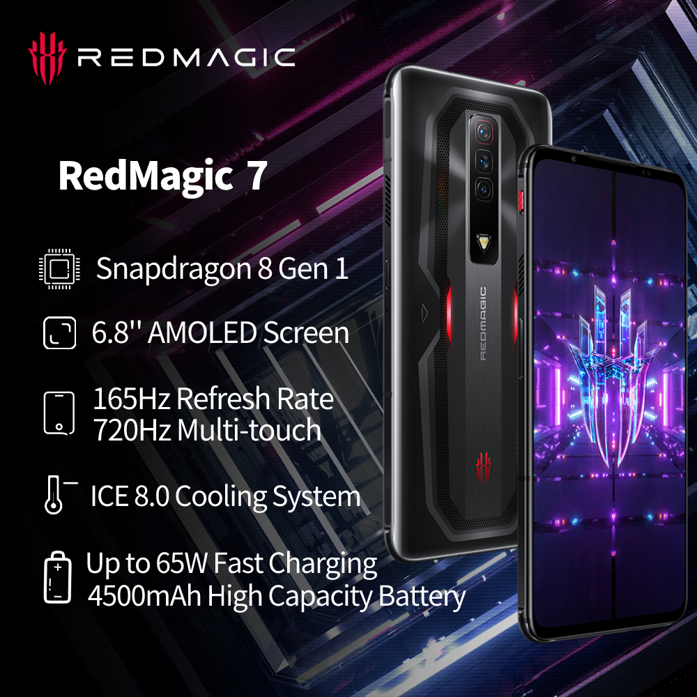 Nubia Red Magic 7 Pro Smartphone 5G, 120Hz Gaming Phone, 6.8 Full Screen,  Under Display Camera, 5000mAh Android Phone, Snapdragon 8 Gen 1, 65W  Charger, Dual-Sim, NFC, US Unlocked Phone Transparent - FUSION ELECTRONIX