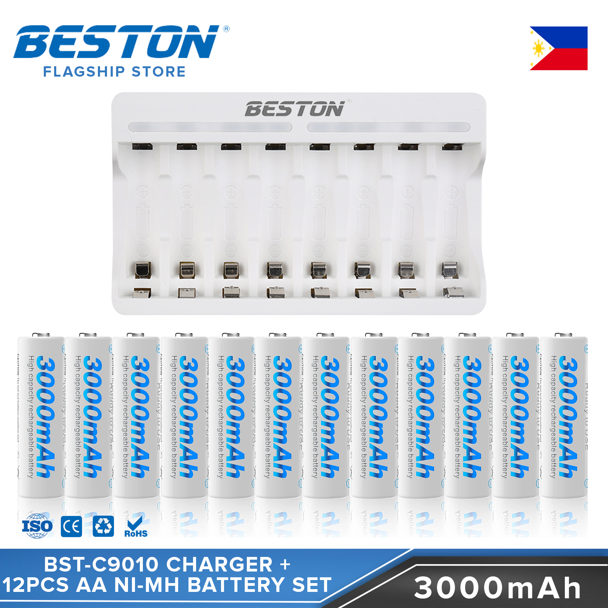 Beston SET C9010 Charger + AA AAA Nimh Battery 1200mah 1300mah 3000mah ...
