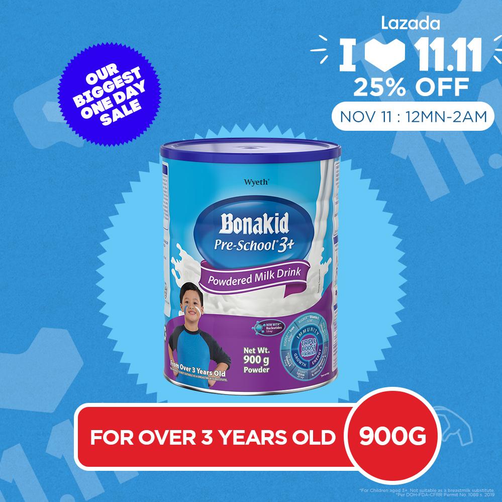 Wyeth® BONAKID PRE-SCHOOL® 3+ Stage 4 Powdered Milk Drink for Children Over 3 Years Old Can 900g