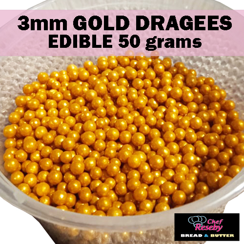 Gold Edible Dragees (3mm) Candy Sprinkles Expiration August 16, 2023