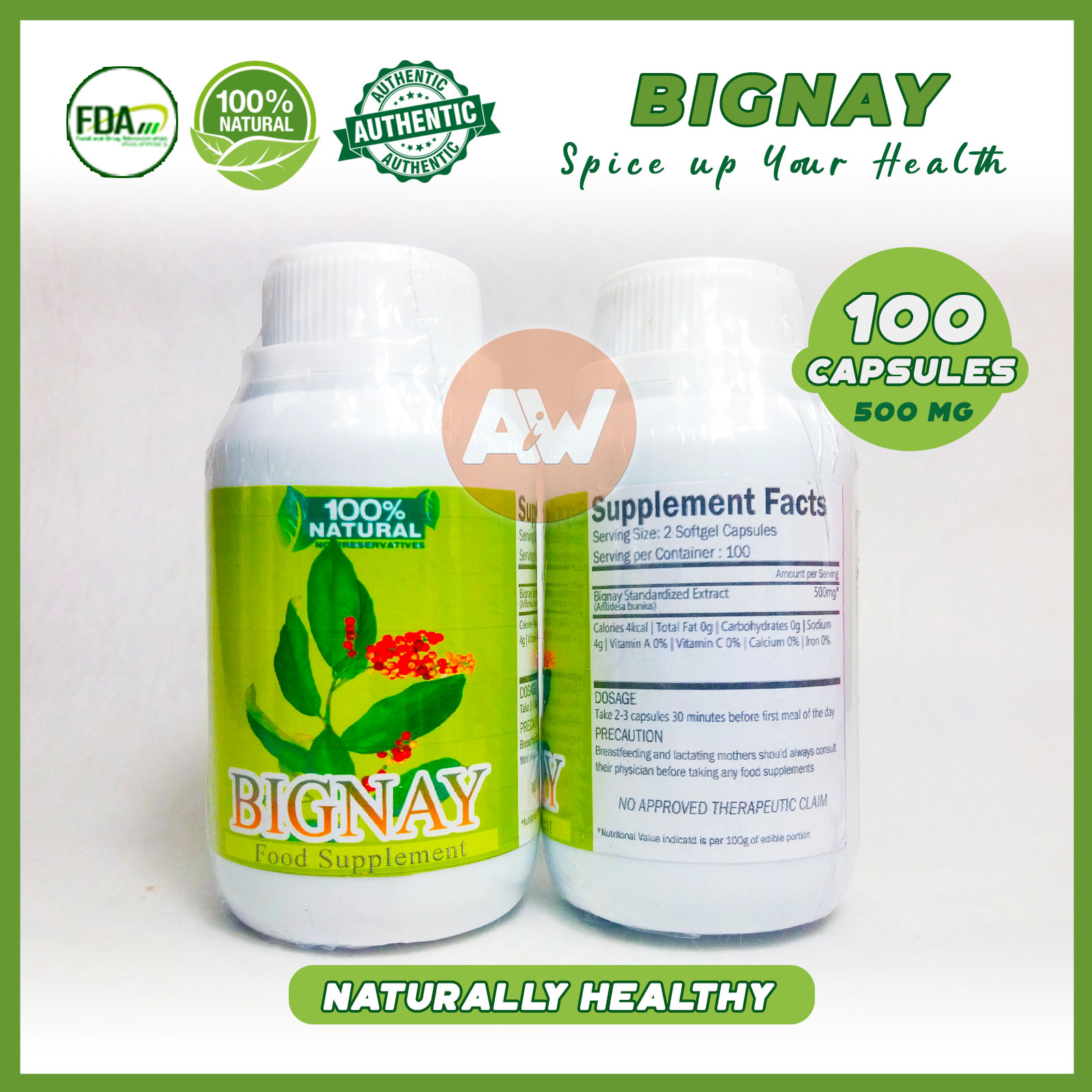 Bignay Herbal Capsule 500mg 100capsules Natural Plant Source of Anti