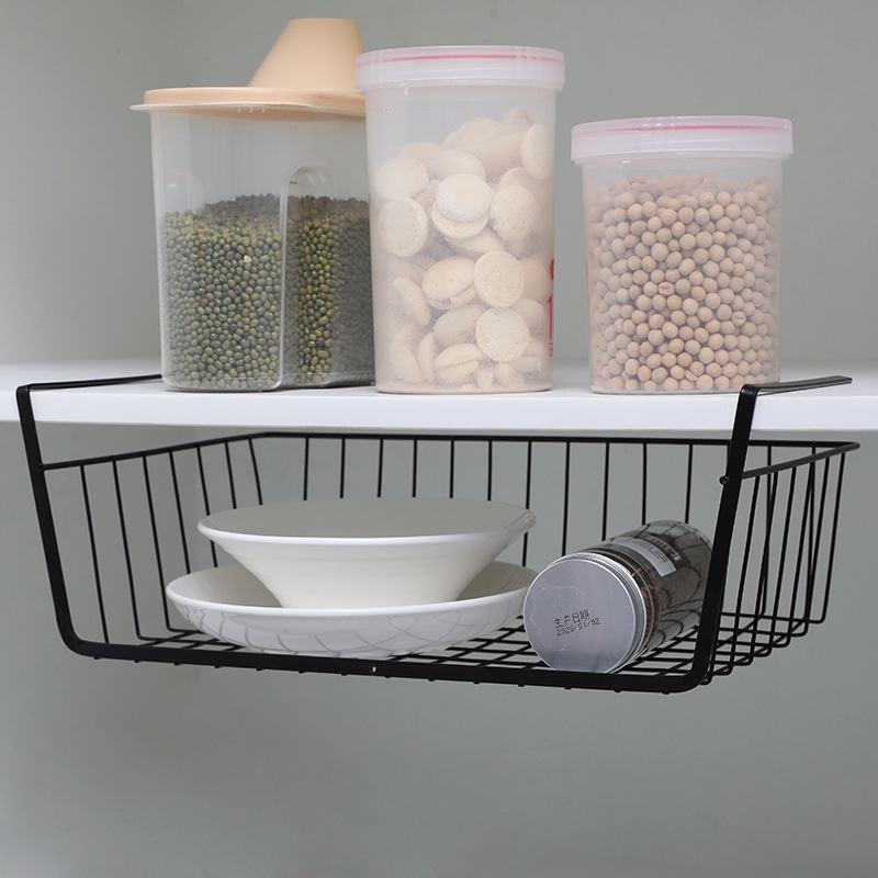 Under Shelf Table Storage Basket Desk Kitchen Wire Hanging Rack