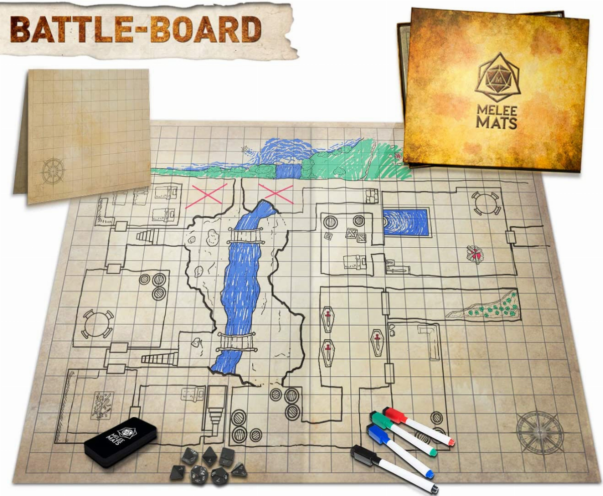 Melee Mats The Original Battle Grid Game Board 23x27 Dry Erase