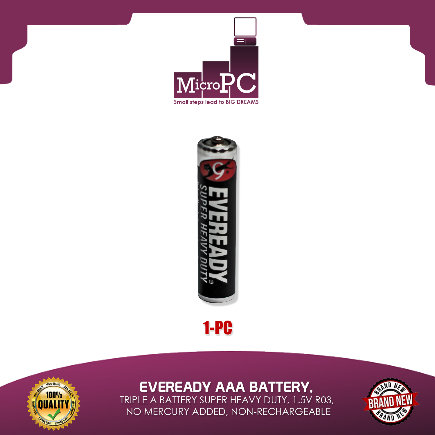 EVEREADY AAA BATTERY TRIPLE A BATTERY SUPER HEAVY DUTY, 1.5V R03, NO