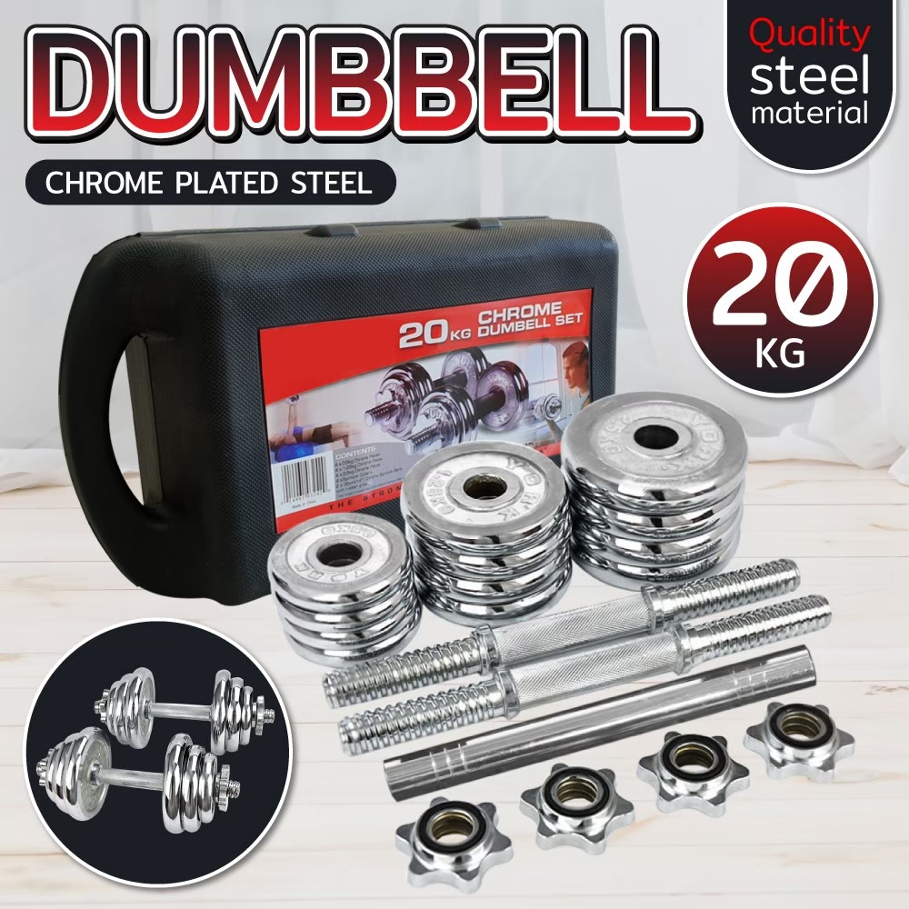 BetterGrow York Fitness Dumbbell Chrome Set, Chrome Plated Steel