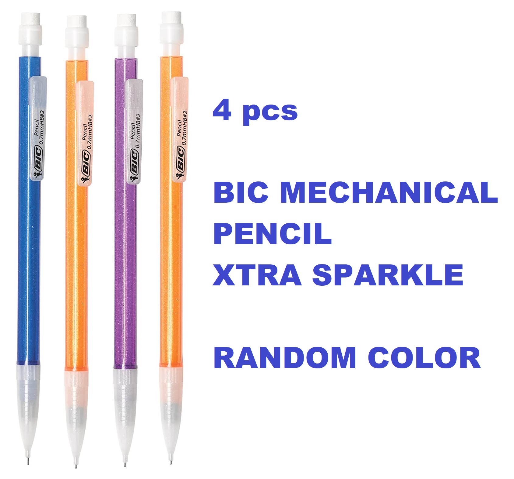 LOT OF 4 BIC Mechanical Pencil 2 0.7mm Xtra Smooth or Xtra Sparkle