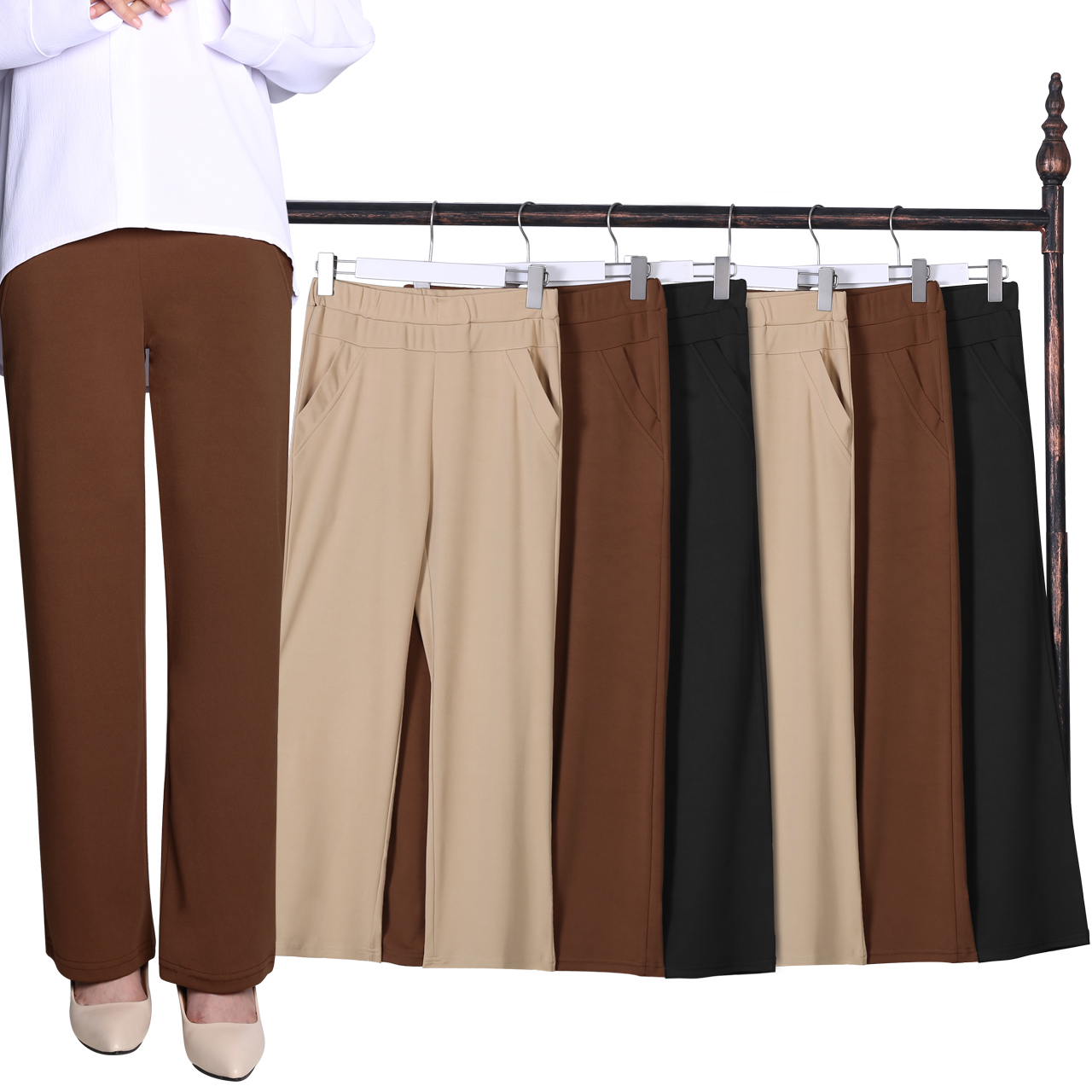 Pantalon For Women High Waisted Pocket Thin Casual stretch pants