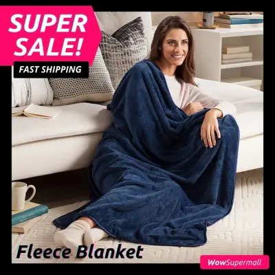 [Blanket Sale] Fleece Blanket, Super Soft Warm Coral Big Plain Thick Microfiber Blankets - Wow Supermall Sulit Deals