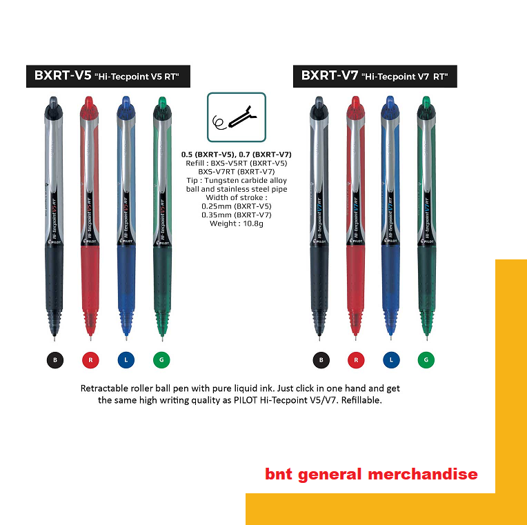 Pilot BXSV5RT BXSV7RT Rollerball Pen Refills For V5 & V7 RT Hi-Tecpoint