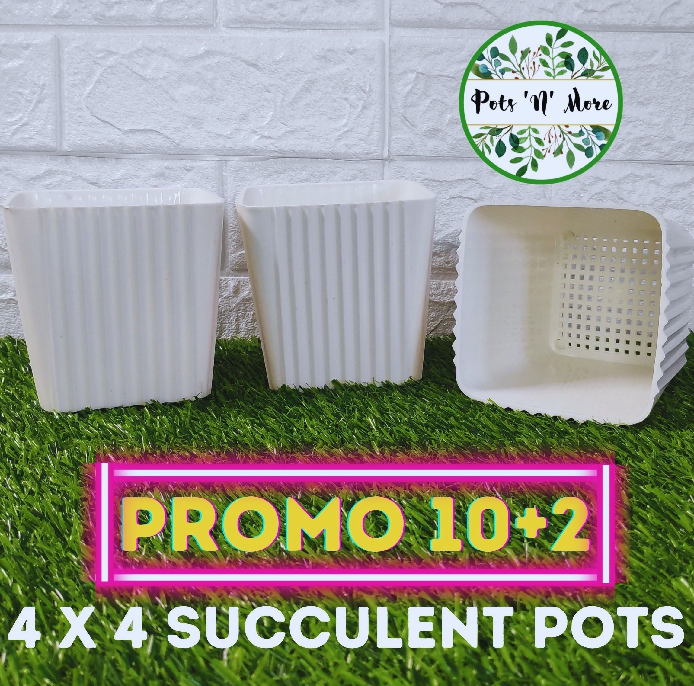 Pots 'N' More PROMO Buy 10 pcs FREE 2 pcs 3x3 / 4x4 / 5x5 Inches White