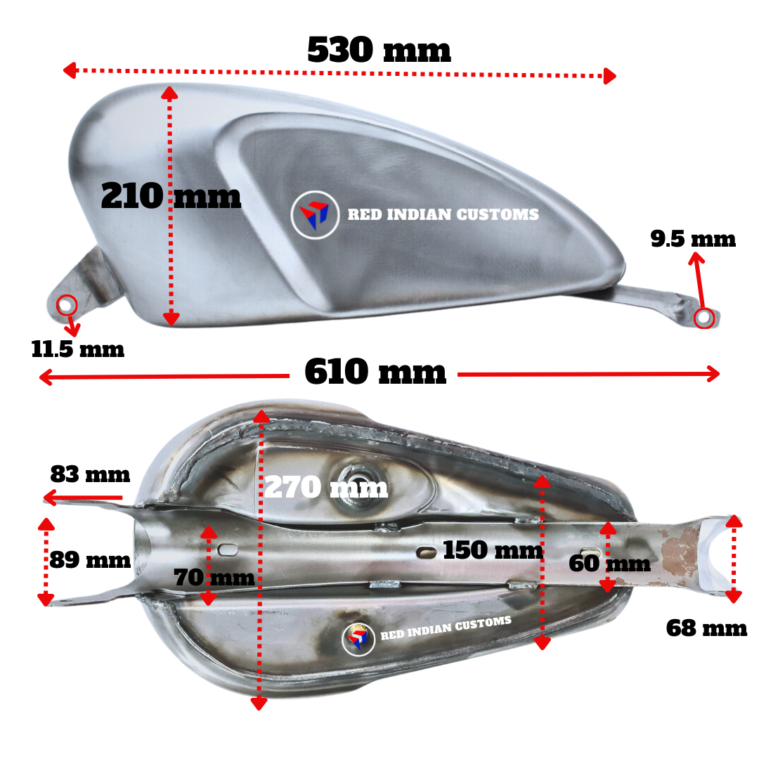 PEANUT SHAPED MOTORCYCLE GAS TANK FUEL CAPACITY OF 13 LITERS