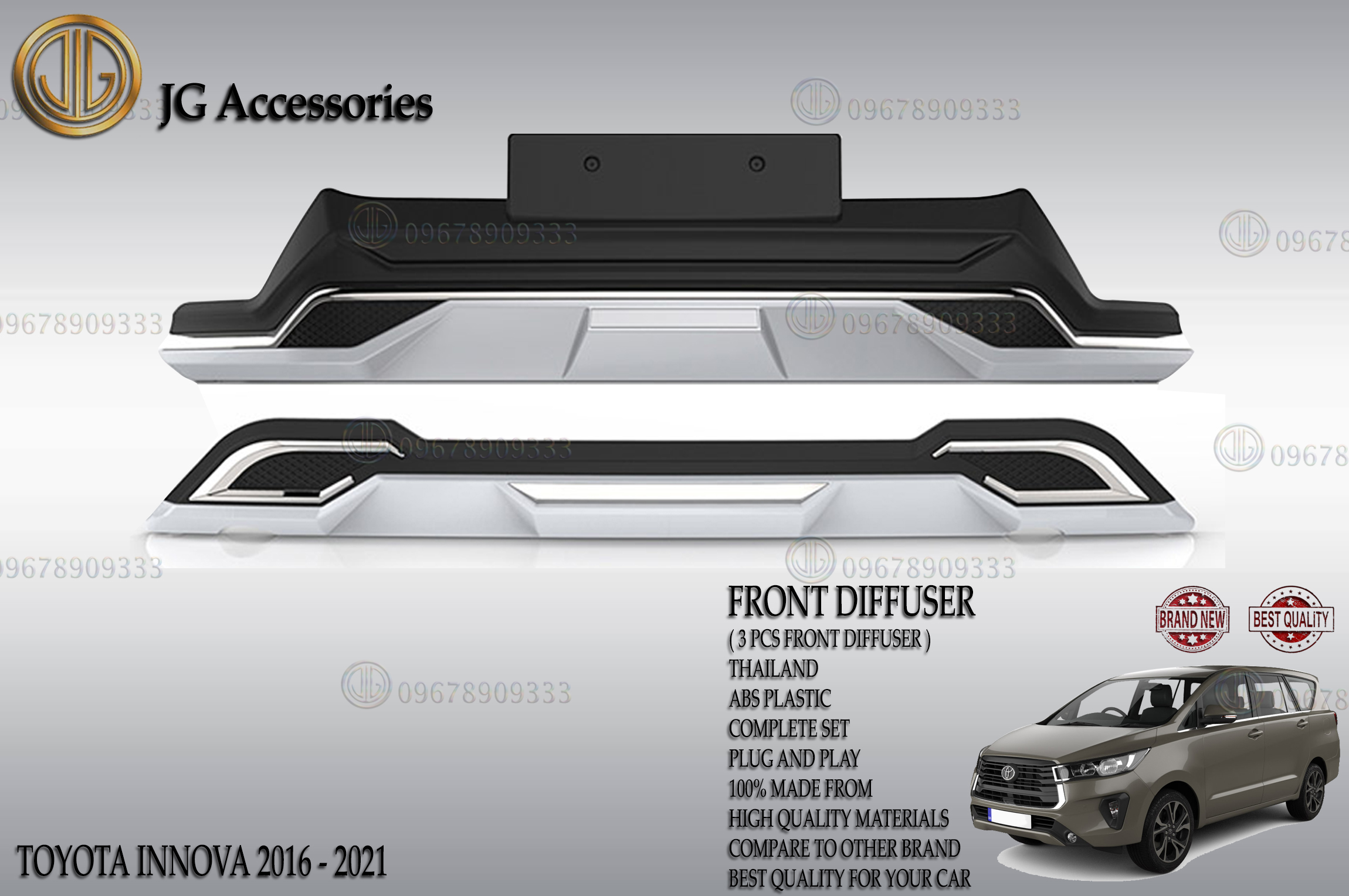 TOYOTA INNOVA 2016 2017 2018 2019 2020 2021 FRONT AND REAR BUMPER GUARD