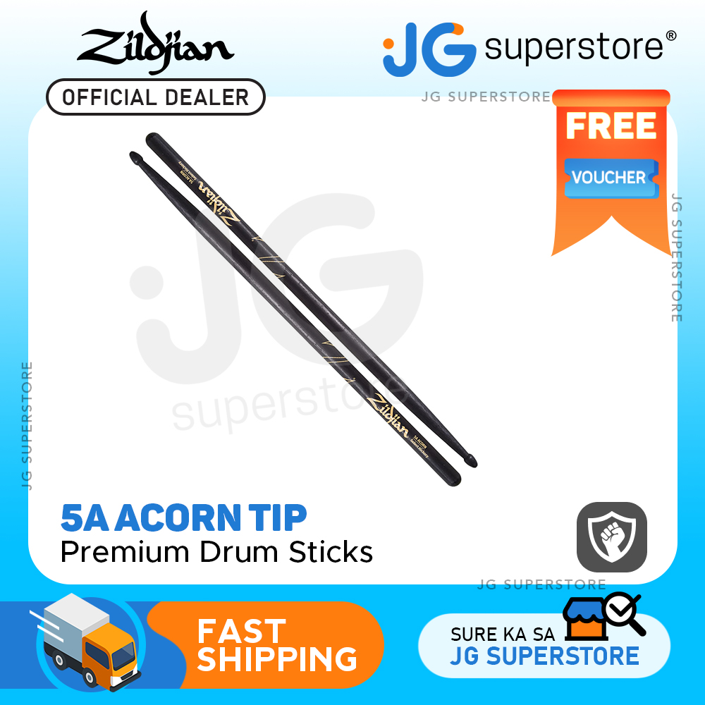 Zildjian Z5AACB Hickory Wood Drumsticks Acorn Tip for Drums and