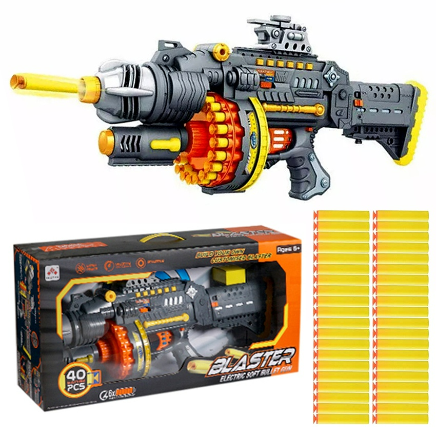 Blaster Electric Nerf Machine Battery Operated Semi Auto Nerf Gun & 40