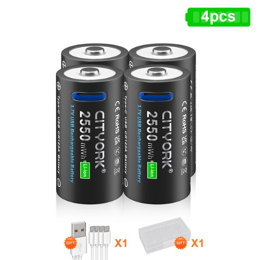 PALO Rechargeable Battery 3.7V CR123 CR123A Type C USB Charging 16340 ...