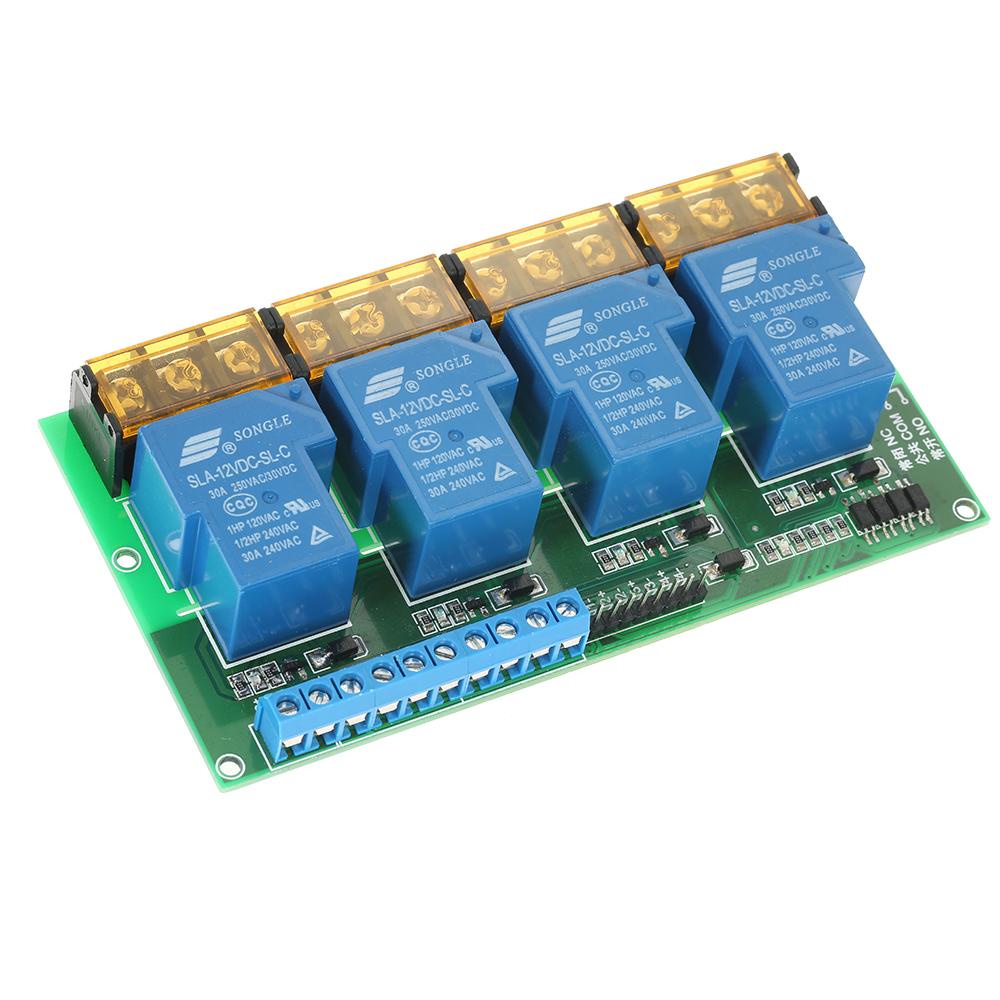 4-Channel DC 12V 30A Relay Module Control Board Optocoupler Isolation High/Low Trigger