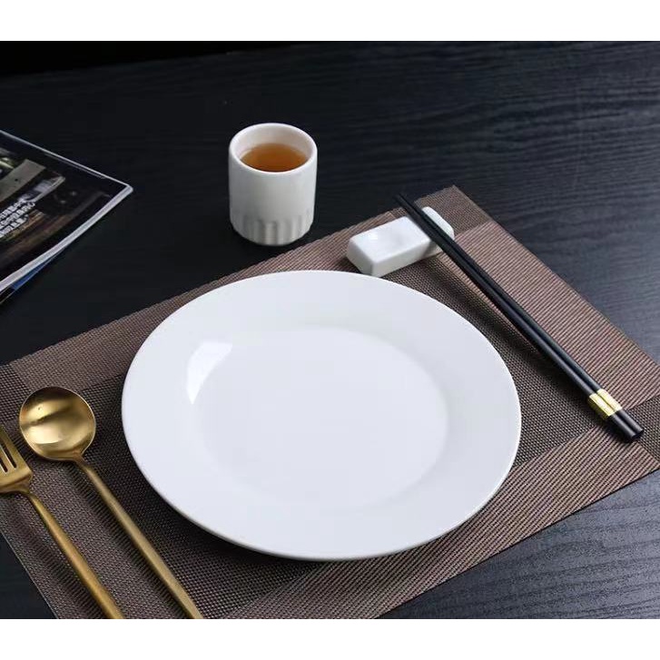 Ceramic Plate Shallow / Flat White Round Plate 6 / 8 / 10 inch Premium bowl plates dinner set