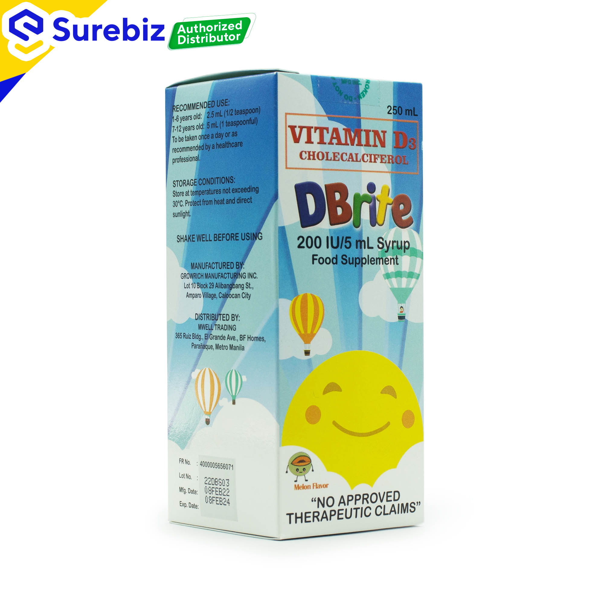 DBrite 200 IU/5ml Syrup Vitamin D3 Kids Food Supplement (250ml) Lazada PH