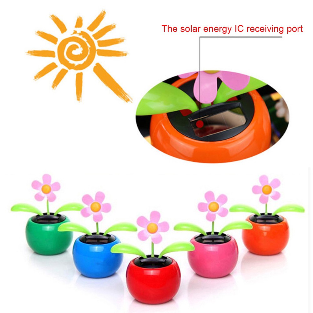 【Ready Stock】Solar Powered Dancing Flower Flip Flop Leaves Car Display