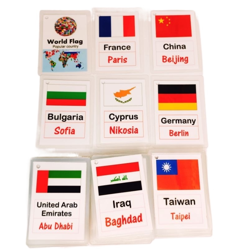 COD world flags 59 popular countries educational laminated flash cards ...
