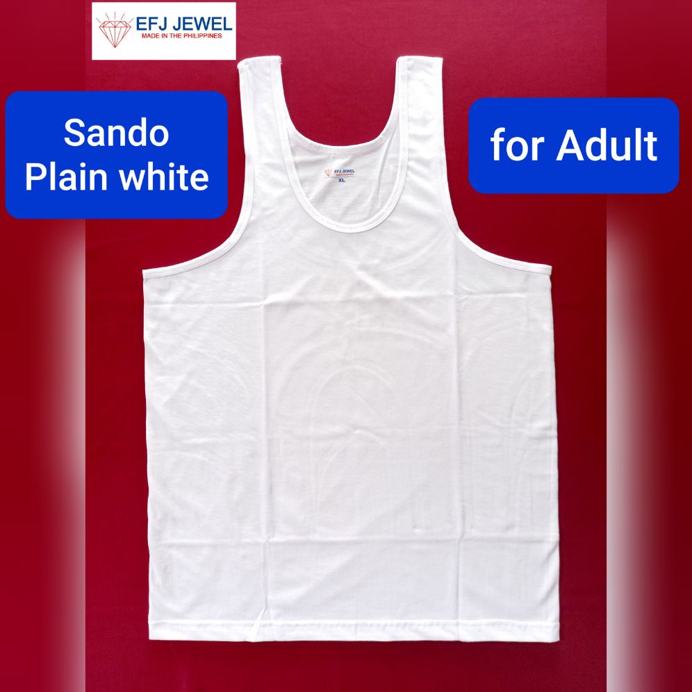 Sando Tank Top Plain White for Men / Adult - EFJ JEWEL Brand