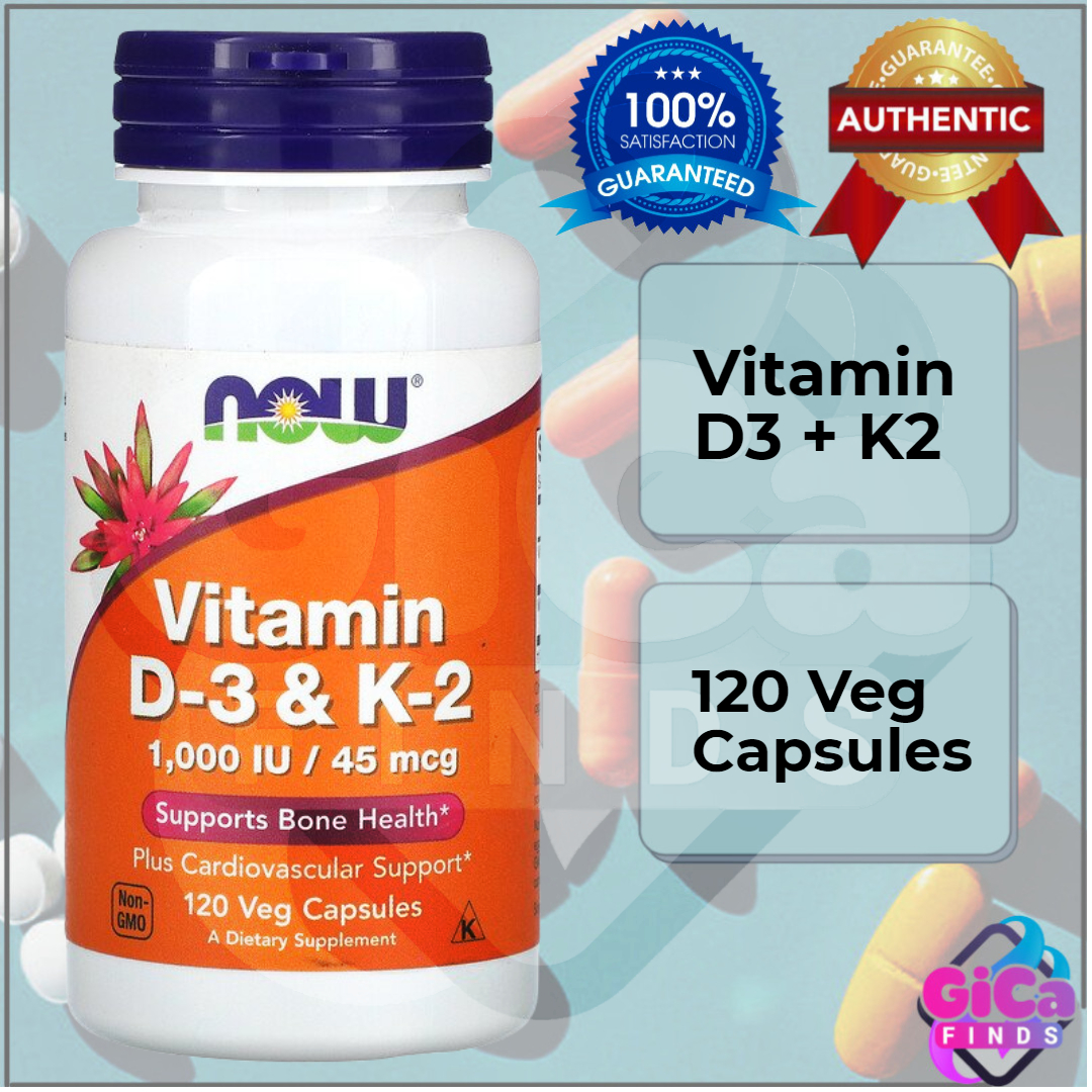Vitamin D3 + K2 Now Foods 120 VegCaps or Solaray 60 or 120 VegCaps
